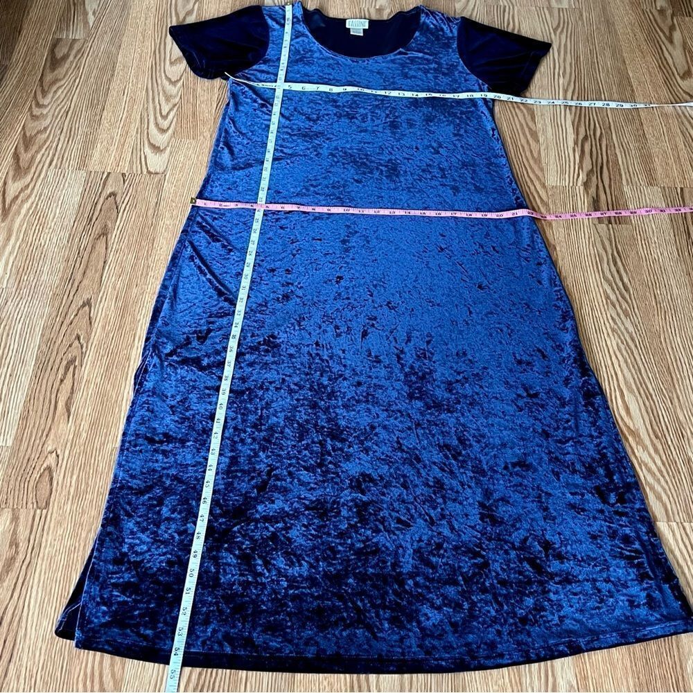 VINTAGE Oleg Cassini Midnight Blue Velvet Maxi Dress - Picture 7 of 11
